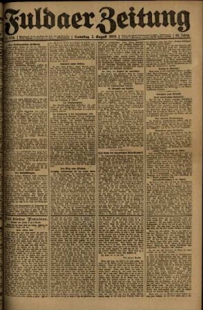 Erste Ausgabe vom Samstag, den 02. August 1919.