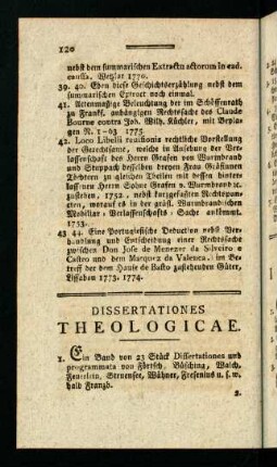120-121, Dissertationes Theologicae.