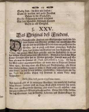 §. XXV. Das Original deß Friedens. - §. XXVI. Das Original der Helden.
