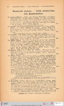 Manuscripts anciens. - Early manuscripts. Alte Handschriften (Nr. 786 - 848)