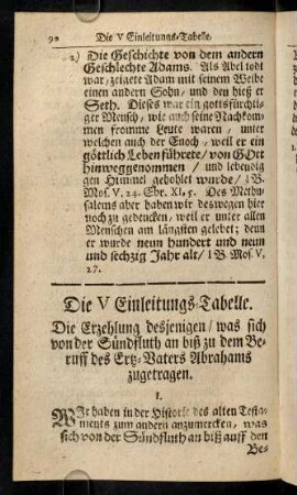 90-94, Die V. Einleitungs-Tabelle