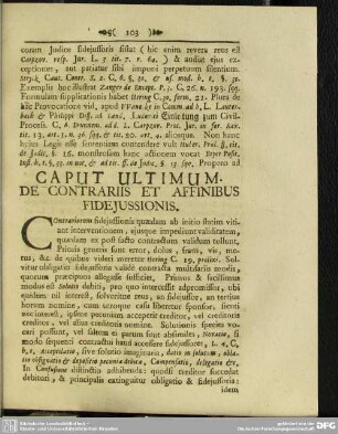 Caput Ultimum. De Contrariis Et Affinibus Fidejussionis
