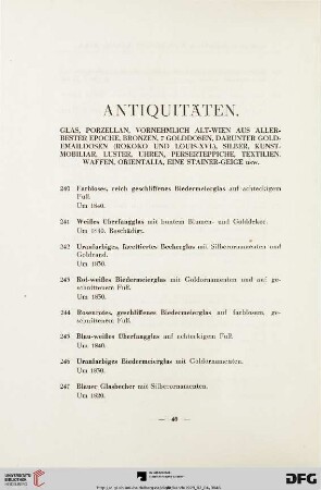 Antiquitäten (Nr. 240 - 505)