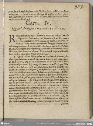 Caput IV. Quoad Analysin Theoretico-Practicam