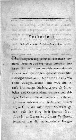 Vorbericht zum zwölften Bande / F. J. Bertuch