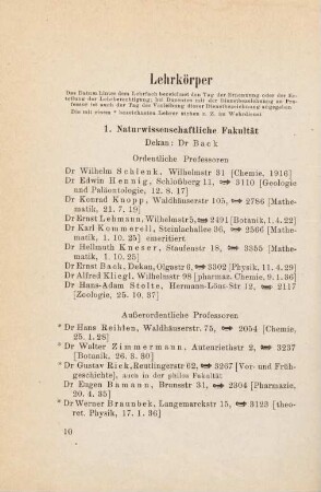 10-23, Lehrkörper