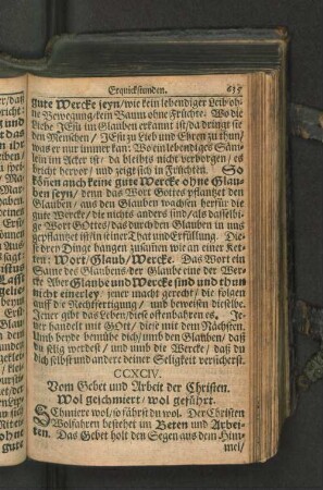 CCXCIV. Vom Gebet und Arbeit der Christen. Wol geschmiert/ wol geführt.