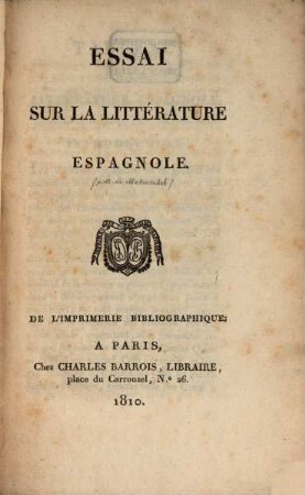 Essai sur la littérature Espagnole