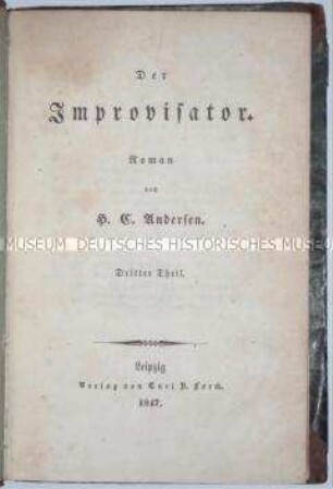 Erstlingsroman von Hans Christian Andersen (Band 3)