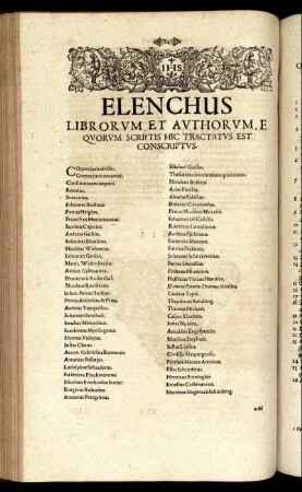 Elenchus Librorum Et Authorum E Quorum Scriptis Hic Tractatus Est Conscriptus.