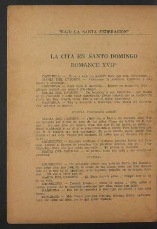La cita en Santo Domingo - Romance XVII°