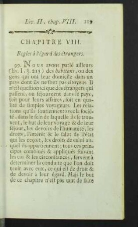 Chapitre VIII. Regles à l'égard des étrangers.