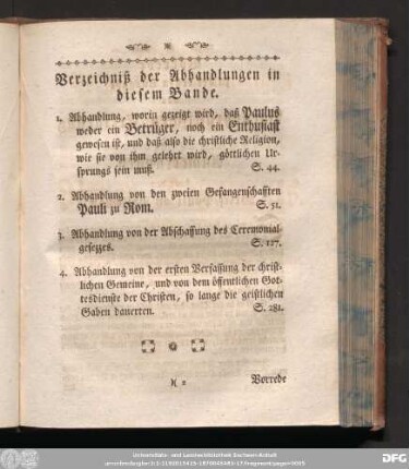 Verzeichniß der Abhandlungen in diesem Bande.