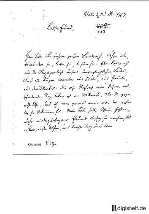 187: Brief von Karl Wilhelm Ramler an Johann Wilhelm Ludwig Gleim
