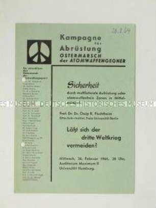 Propagandaflugblatt von der "Kampagne für Abrüstung" zum Ostermarsch gegen Atomwaffen