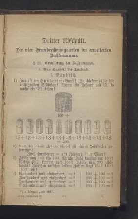 Dritter Abschnitt. Die vier Grundrechnungsarten im erweiterten Zahlenraume.