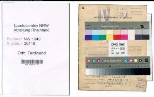 Entnazifizierung Ferdinand Orth , geb. 22.10.1909 (Schlosser)