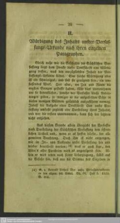 II. Würdigung des Inhalts unsrer Verfassungs-Urkunde nach ihren einzelnen Paragraphen