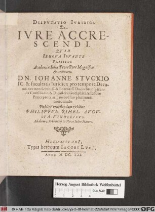 Disputatio Iuridica De Iure Accrescendi