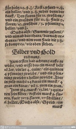 Silber und Gold rechnung.