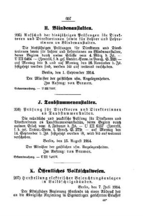 Aufschub der diesjährigen Prüfung für Direktoren und Direktorinnen sowie für Lehrer und Lehrerinnen an Blindenanstalten : [H. Blindenanstalten]