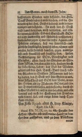 Am Feste Epiph. oder J. drey Könige, Epist. Esa. LX. - Am Sonntag Invocavit, Epist. 2. Cor. VI.