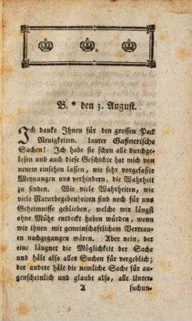 Briefe eines Frauenzimmers an einen ihrer Freunde, die Gaßnerischen Wundercuren betreffend