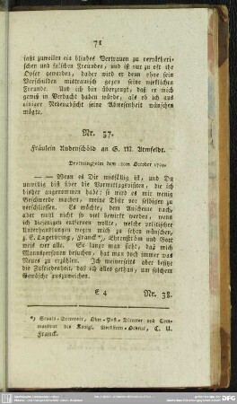 Nr. 37. Fräulein Rudenschöld an G. M. Armfeldt. Drottningholm dem 18ten October 1793