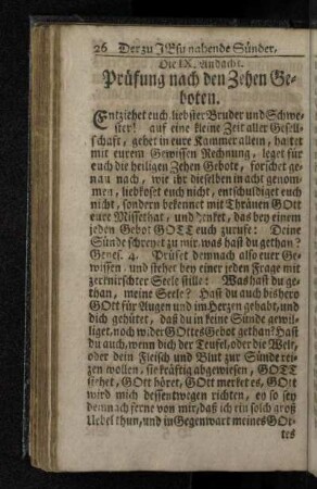 Die IX. Andacht. Prüfung nach den Zehen Geboten.