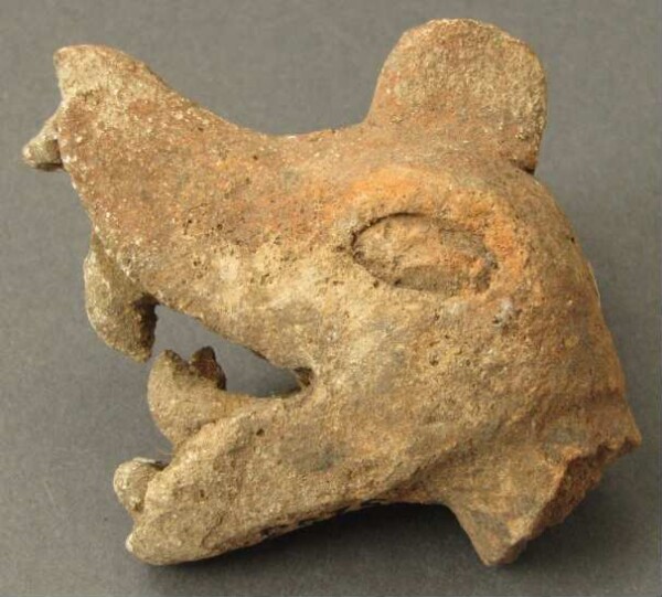 Animal head made of clay