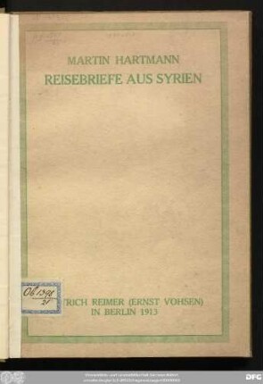 Reisebriefe aus Syrien