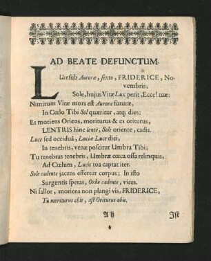 Ad Beate Defunctum.