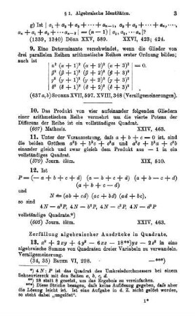 Zerfällung algebraischer Ausdrücke in Quadrate.