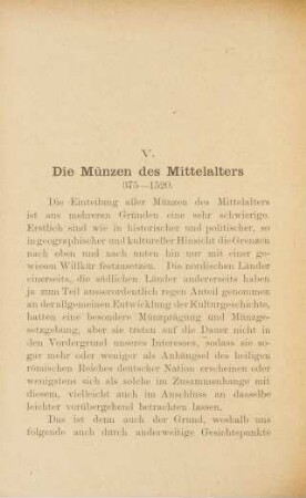 V. Die Münzen des Mittelalters. 375-1520
