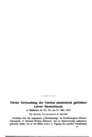 Vierter Verbandstag der Vereine akademisch gebildeter Lehrer Deutschlands