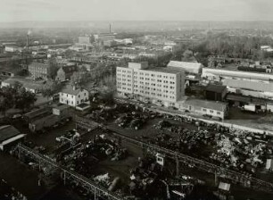 Dresden-Friedrichstadt. Blick von der Bienertschen Hafenmühle über die Bremer Straße