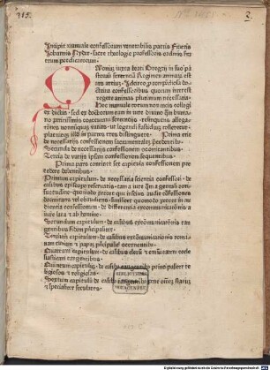 Incipit manuale confessorum venerabilis patris Fratris Johannis Nyder sacre theologie professoris ordinis fratrum predicatorum