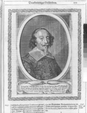 Isaacus Vaolmarus, S. 277. Kupferstich; 187 x 150 mm (Bildspiegel). Aus: Theatri Europaei ... Sechster und letzter Theil. 1647-1651. Franckfurth, M., Matthäi Merians sel. Erben. Dresden: SLUB Hist.univ.B.0062