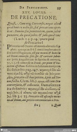 XXV. Locus. De Precatione