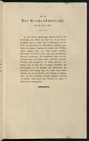 Nro. 19. Vor Beschenkowitschi. Den 30. Julius 1812.