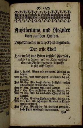 Außtheilung und Register diser gantzen Histori.