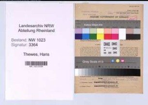 Entnazifizierung Hans Thewes , geb. 16.08.1904 (Verw.Inspektor)