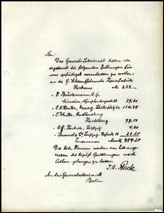 Bericht an das General-Sekretariat