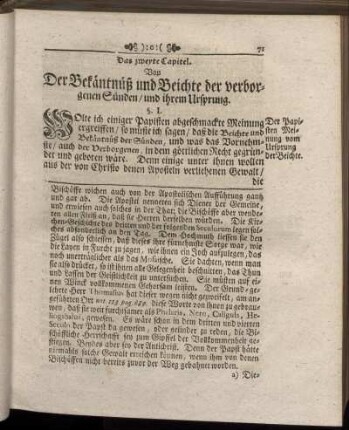 Das zweyte Capitel. Von Der Bekäntnüß und Beichte der verborgenen Sünden/ und ihrem Ursprung.