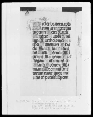 Glockendon-Missale — Initiale S(ed et), Folio 62verso
