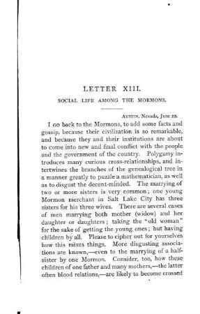 LETTER XIII. SOCIAL LIFE AMONG THE MORMONS