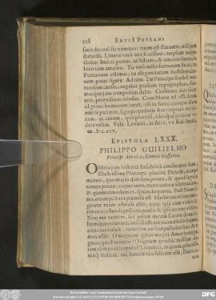 Epistola LXXX. Philippo Guilielmo Principi Auraicae, Comiti Nassaviae.
