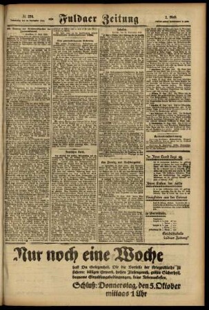 Zweite Ausgabe vom Donnerstag, den 28. September 1916.
