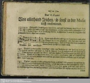 Das VI. Capitel. Von allerhand Zeichen, so sonst in der Music noch vorkommen