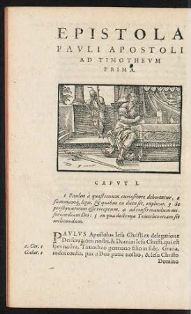 Epistola Pauli Apostoli Ad Timotheum Prima.